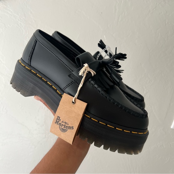 Dr. Martens ADRIAN QUAD LEATHER PLATFORM TASSEL LOAFERS - Picture 1 of 11